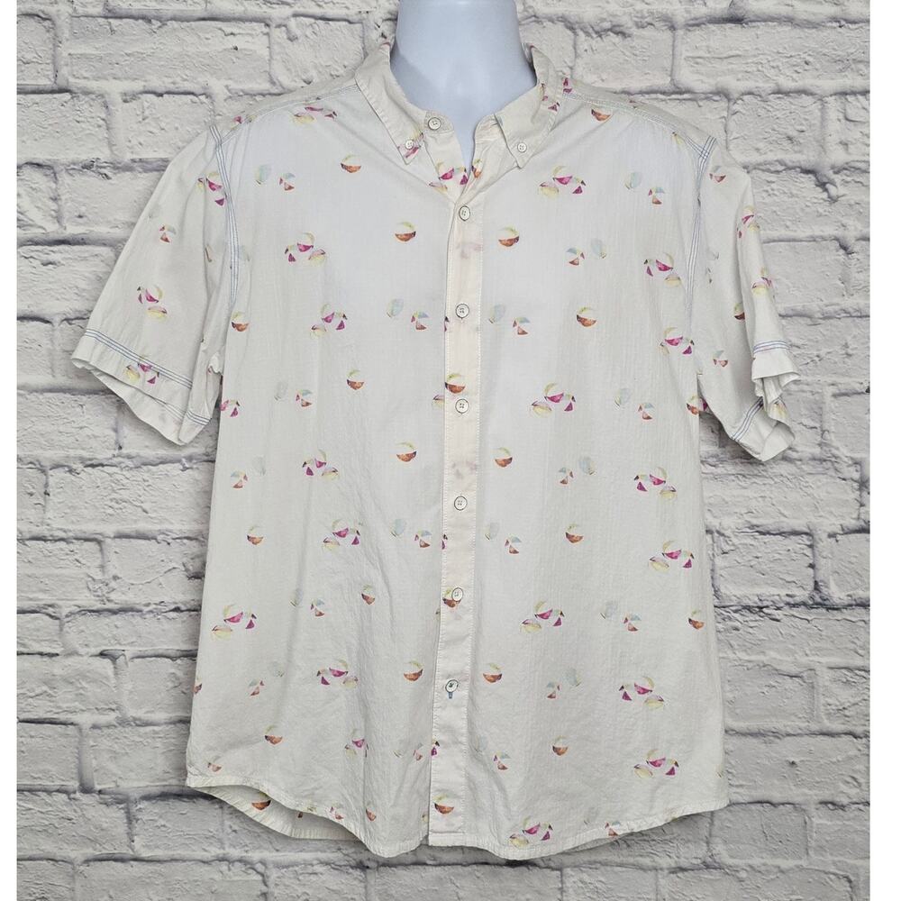 Tommy Bahama Cream and Pink Casual Button Down Shirt
